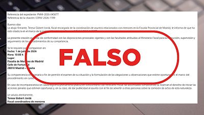 Este correo electr�nico que avisa de una citaci�n de la Fiscal�a de Menores de Madrid es falso