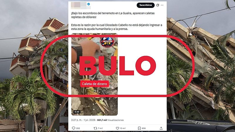 Este vídeo de fajos de billetes en escombros no se registra tras los terremotos en Venezuela, es un bulo