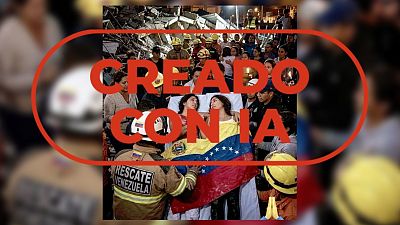 Esta foto de mujeres rescatadas en los terremotos de Venezuela no es real, est� generada con IA