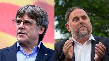 El presidente de ERC, Oriol Junqueras, en la sede del partido en Barcelona.