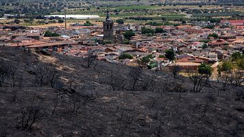 Vista de Villa del Prado tras el incendio que arras� el oeste de la Comunidad de Madrid.