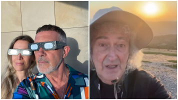 Antonio Banderas y Brian May no se han perdido el eclipse de sol (Instagram)