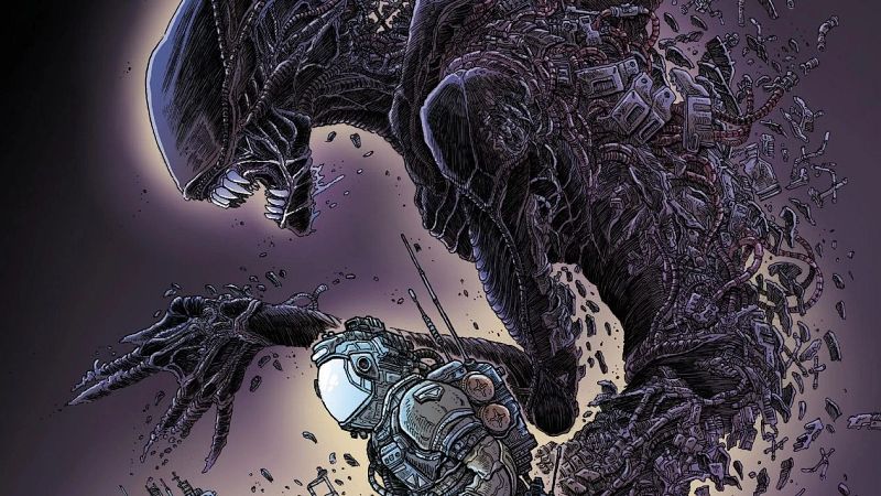 Detalle de la portada de 'Aliens. La etapa original 4' (Panini)