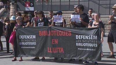 Els treballadors de les biblioteques de Barcelona continuen la vaga per exigir millores laborals