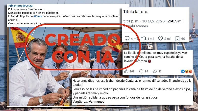 Esta imagen de la 'Armada de la Solidaridad' de mariscada en Ceuta es IA