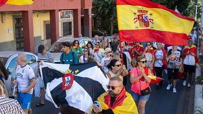 Decenas de personas durante una manifestaci�n pac�fica, a 29 de agosto de 2026, en Ceuta (Espa�a).