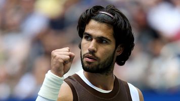 Carlos Alcaraz celebra un punto ante Wu en el US Open