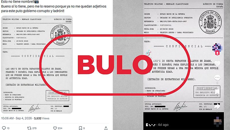 Ceuta: No es un informe confidencial del Ej�rcito sobre la actividad de las ONG, es un bulo creado con IA