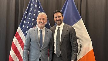 Jaume Collboni i l'alcalde de Nova York, Zohran Mamdani, en una reuni� a la ciutat nord-americana.