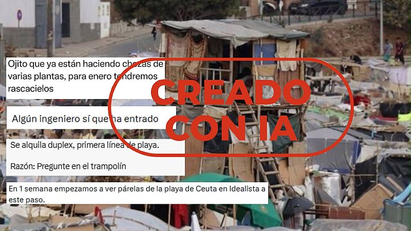 Esta imagen de una construcción de varios pisos en la playa del Trampolín en Ceuta no es real, es IA