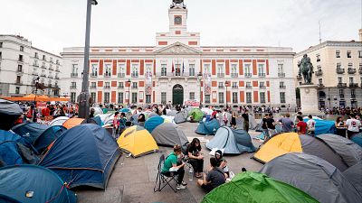 La acampada en la Puerta del Sol para protestar por la crisis de vivienda en im�genes