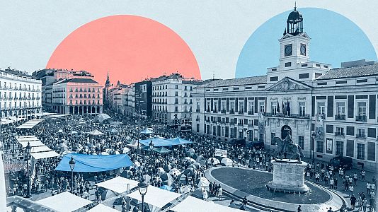 Acampada en la Puerta de Sol por la vivienda frente a la acampada del 15M