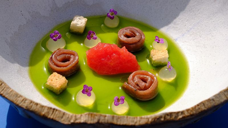 Receta de queso con anchoa y aceite de pradera de MasterChef Celebrity Legends