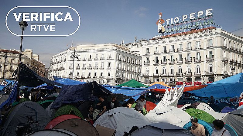 Acampada en la Puerta del Sol (Madrid) en la ma�ana del 29 de septiembre