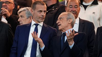 Aleksander Ceferin y Florentino P�rez, presidentes de la UEFA y el Real Madrid
