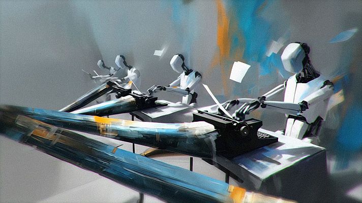 Recreaci�n robots escribiendo a m�quina