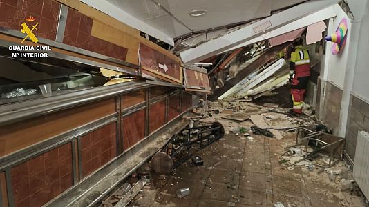 Estado en el que ha quedado el bar Tempranillo de San Vicente de la Sonsierra tras su derrumbe