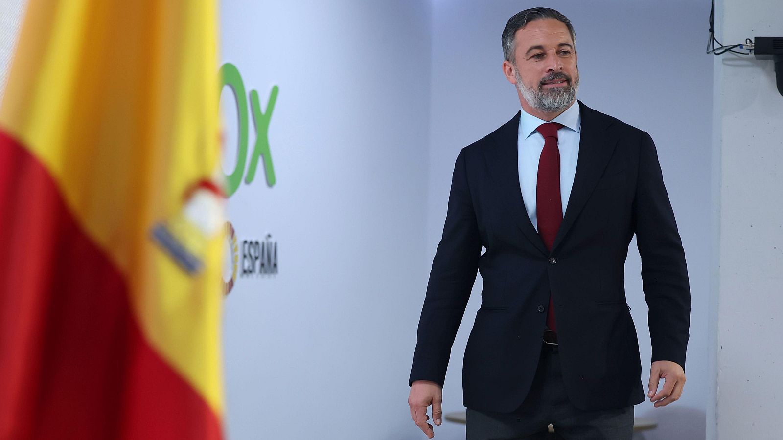 El líder de VOX, Santiago Abascal, ofrece una rueda de prensa tras la reunión del Comité de Acción Política del partido