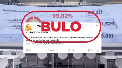 Mensaje que difunde el bulo de que Indra realizar� el recuento electoral el 29 de noviembre con sello Bulo