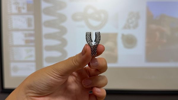 Muestra de un doble vaso bascular impreso mediante la t�cnica NitiBraid (Carlos Aguilar)