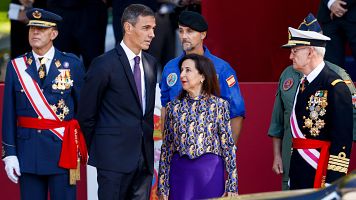 El presidente del Gobierno, Pedro S�nchez, la ministra de Defensa Margarita Robles