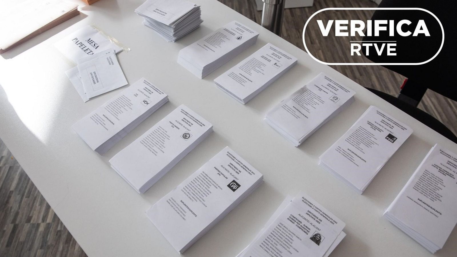 Papeletas electorales en las �ltimas elecciones generales con sello VerificaRTVE