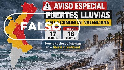Hay alertas por lluvia este fin de semana en la Comunidad Valenciana, pero esta imagen no es un aviso oficial