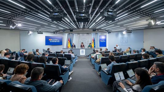 La ministra de Inclusi�n, Seguridad Social y Migraciones y portavoz del Gobierno, Elma Saiz, durante una rueda de prensa tras el Consejo de Ministros.