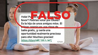 "�Podr�as votar por Eliska?": este mensaje de WhatsApp para apoyar a una ni�a bailarina es un fraude