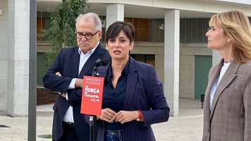 La ministra de Vivienda y Agenda Urbana, Isabel Rodr�guez, en una atenci�n a los medios en Barcelona