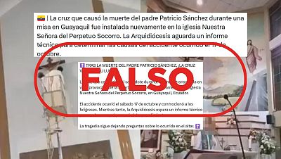 Es falso que hayan reinstalado la cruz que mat� a un cura durante una misa en Ecuador