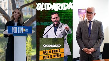 Composici�n de tres pol�ticos de diferentes partidos: Cayetana �lvarez de Toledo (PP), Jordi de la Fuente (Vox) y Margarita Robles (PSOE)