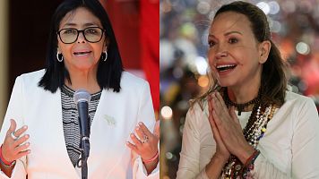 Combinado de fotos de la presidenta encargada de Venezuela, Delcy Rodr�guez (i), y la l�der opositora Mar�a Corina Machado (d)