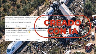 No es una imagen a�rea del accidente ferroviario en Urda (Toledo), est� creada con IA