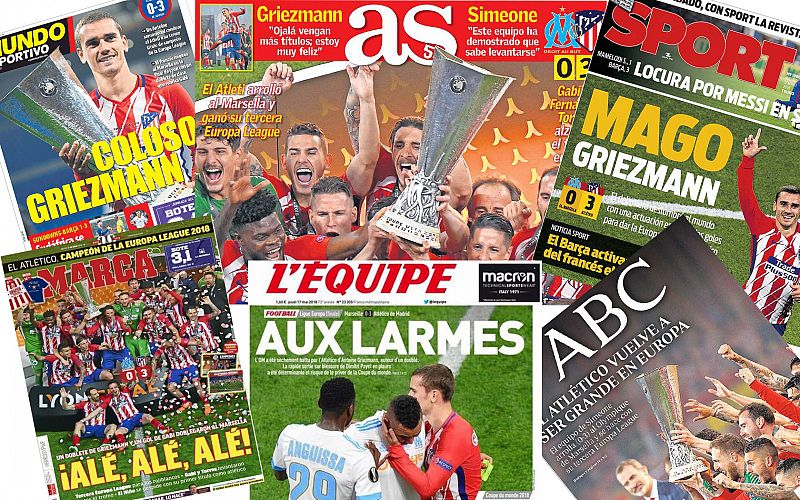 La prensa se rinde a Griezmann en la tercera Europa League colchonera