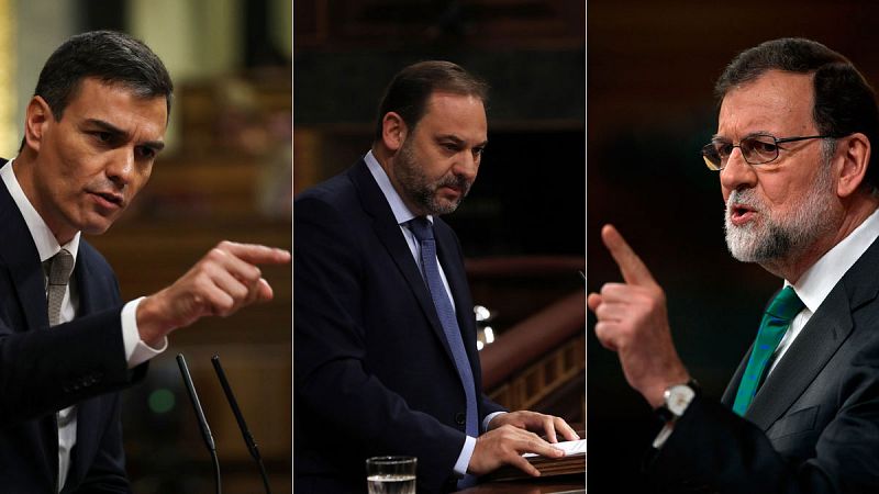 El debate de moción de censura en diez frases de Sánchez, Rajoy y Ábalos