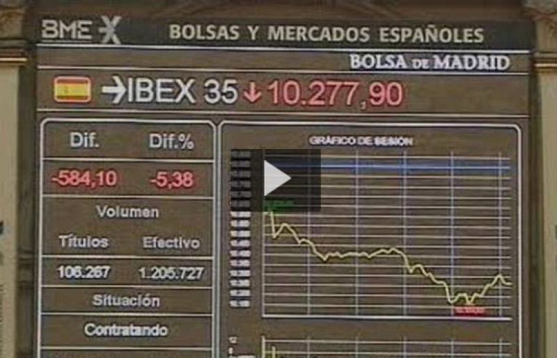El anuncio del recorte de tipos no calma a las bolsas y el Ibex-35 cierra con una caída del 5,20%