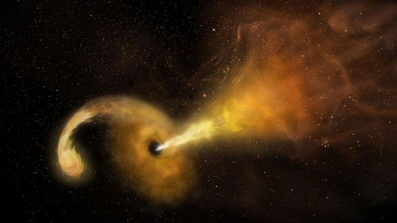 Observan la erupción producida por un agujero negro al desgarrar una estrella