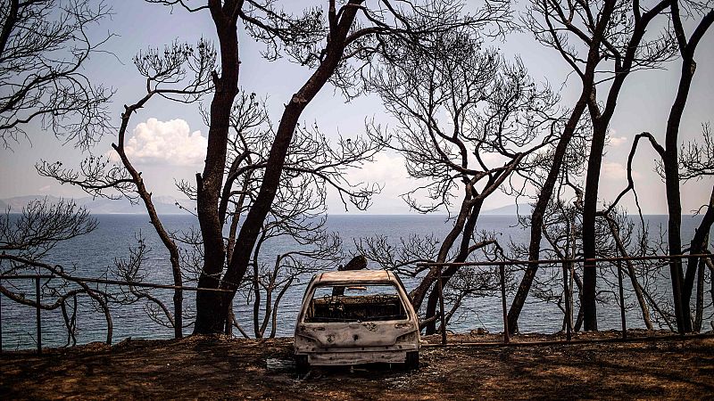 Los equipos de rescate continúan rastreando las zonas afectadas seis después de los incendios en Grecia