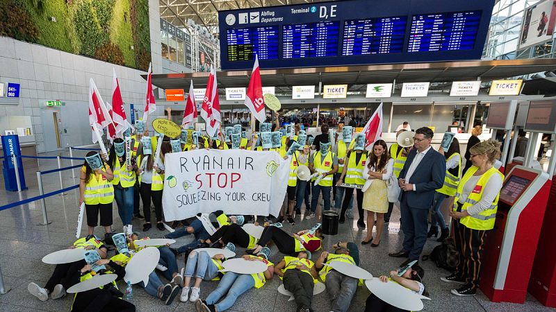 La huelga de pilotos y tripulantes de Ryanair en Alemania obliga a cancelar 44 vuelos en España