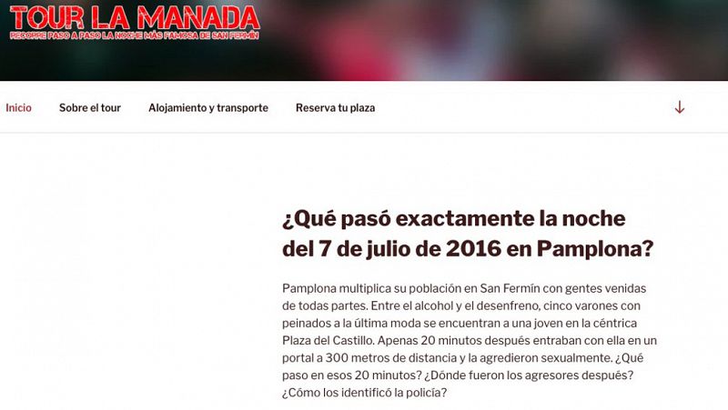 La Policía Municipal de Pamplona investiga una web que ofrecía un supuesto tour de 'La Manada' por la ciudad