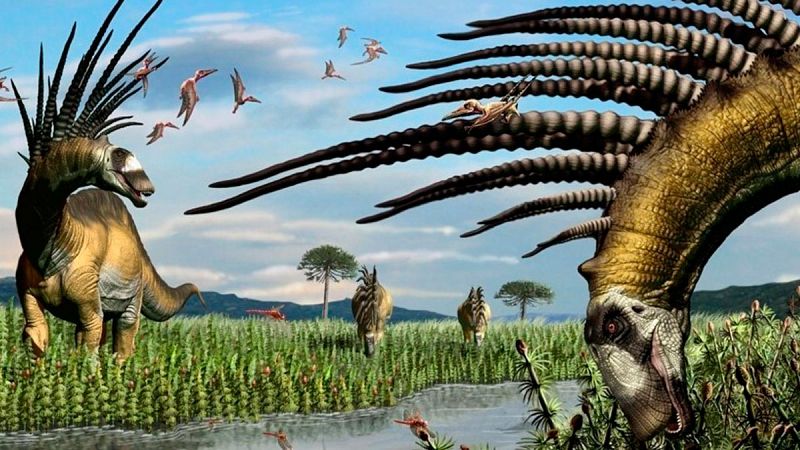 Descubren en Argentina una nueva especie de dinosaurio con largas espinas defensivas en el cuello
