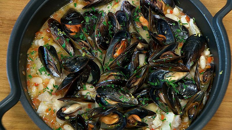 Alubias con mejillones