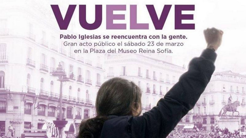 Iglesias dice no sentirse identificado con el cartel con el que Podemos anuncia su regreso