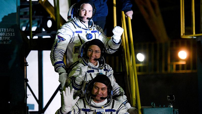 La nave tripulada rusa Soyuz MS-12 despega rumbo a la Estación Espacial Internacional