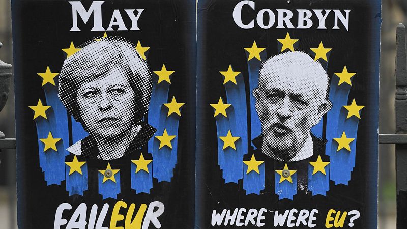 Las negociaciones entre May y Corbyn sobre el 'Brexit' agrandan la fractura interna de conservadores y laboristas