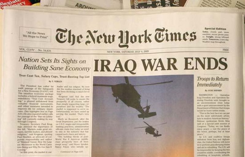 Los neoyorquinos, sorprendidos por un falso New York Times que anuncia el fin de la guerra de Irak