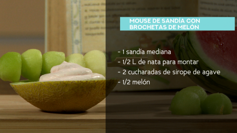 Receta de brochetas de melón con mousse de sandía