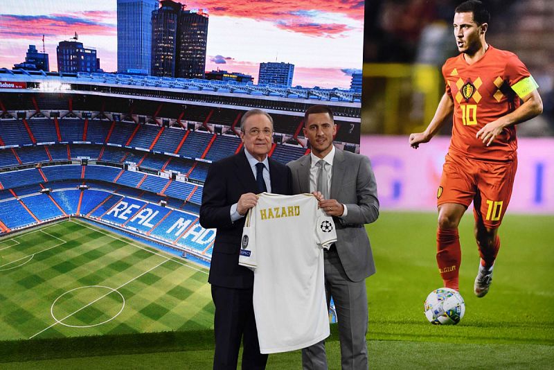 Hazard protagoniza una presentación 'galáctica' en el Bernabéu: "Es mi sueño desde pequeño"