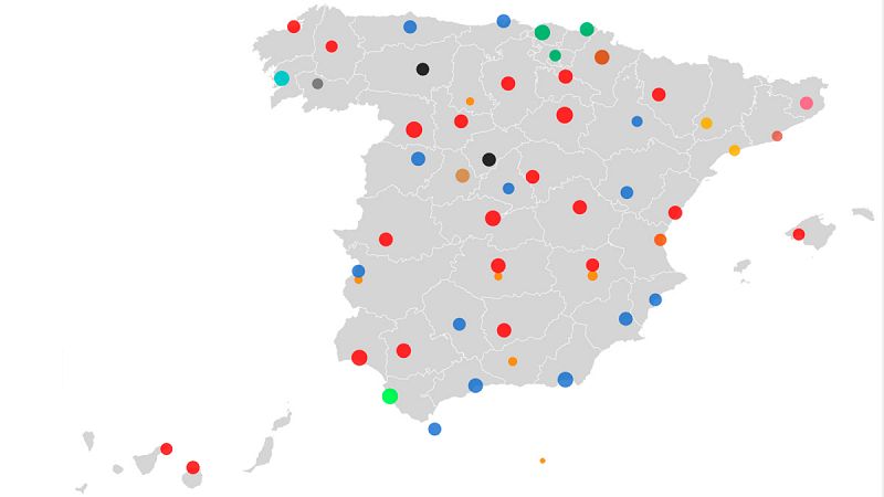 Así queda el mapa de los ayuntamientos de España: qué ganan y qué pierden PSOE, PP y Ciudadanos